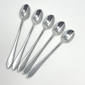 RETRONEU 18/8 Stainless Flatware ROSEANNE Set of 5 Iced Tea Spoons 7”